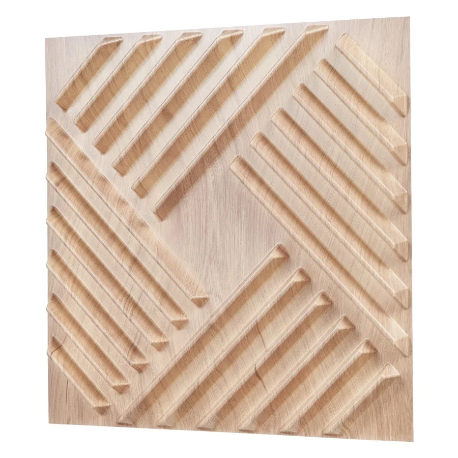 

3D Wall Panels 12Pack 19.7x19.7 in PVC 32 Sq.Ft Coverage Slat Light Wood Color