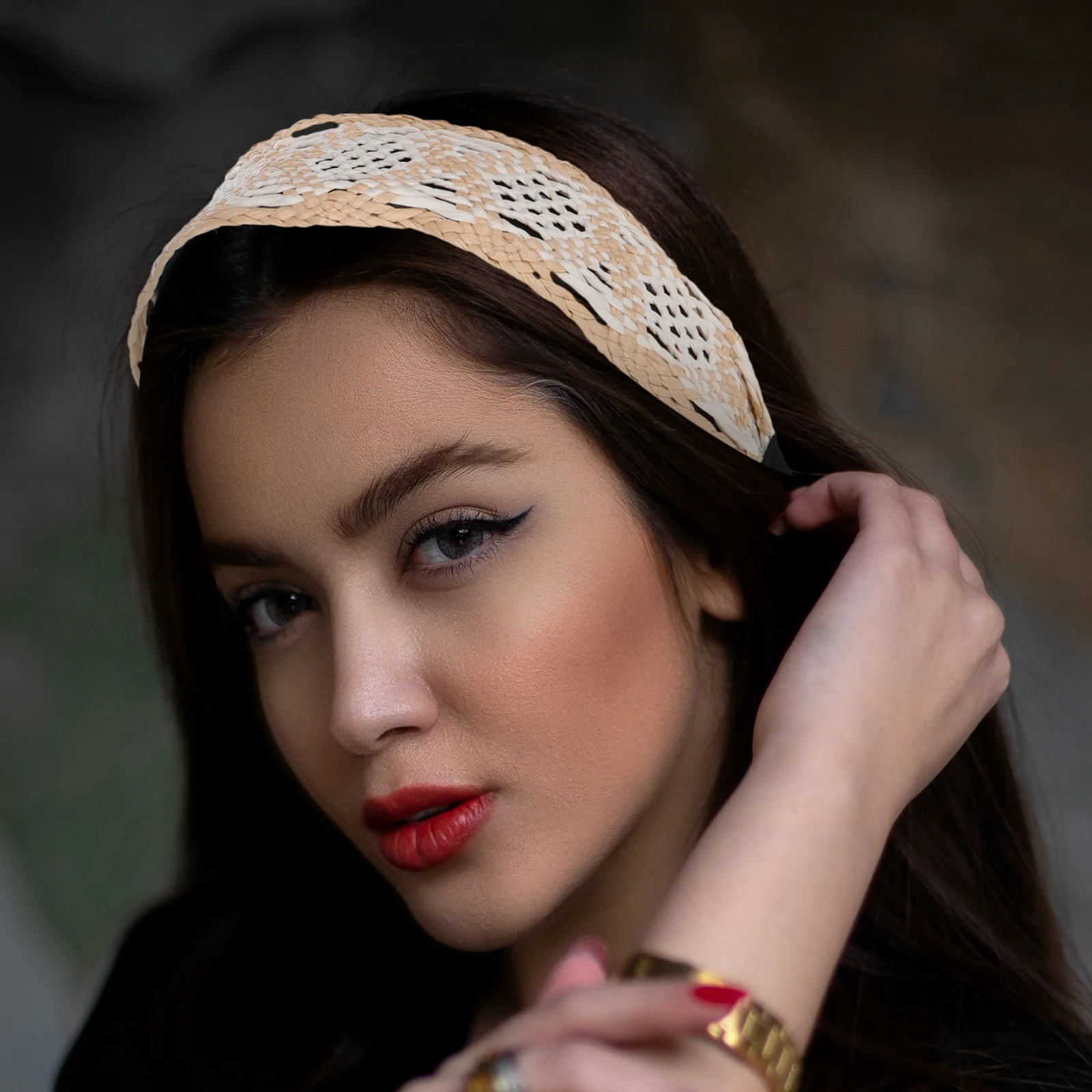 

Women Raffia Woven Headband Wide Straw Headbands Boho Hair Accessories Vintage Style Comfortable Fit Women Woven Headpiece