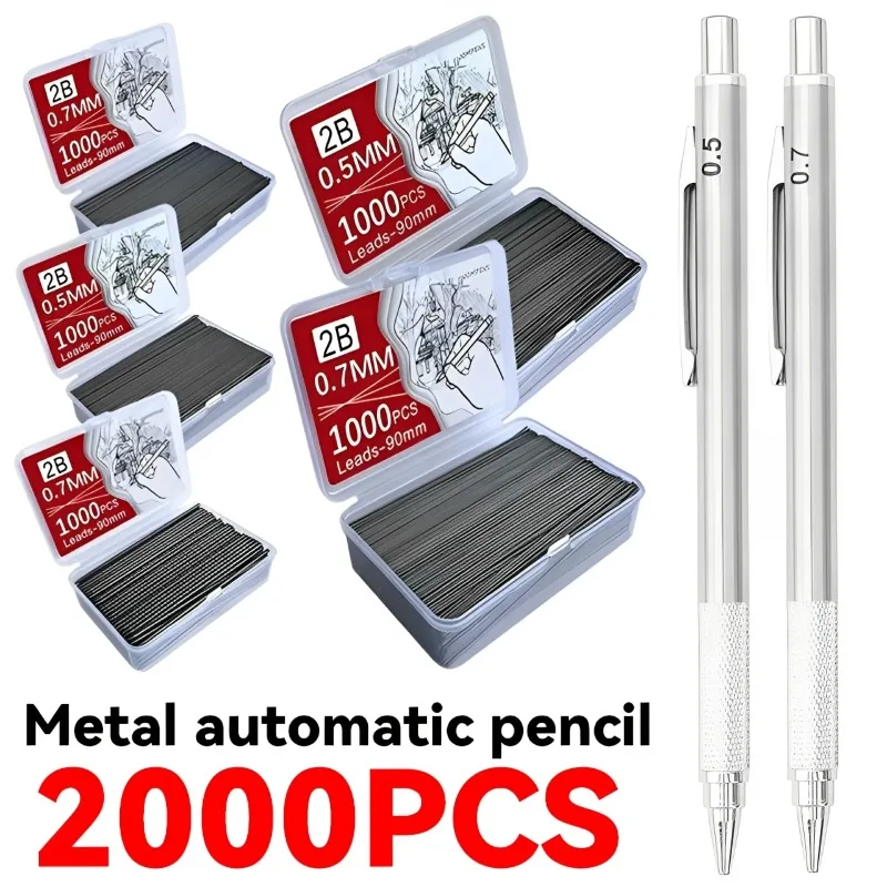 Mechanical Pencil with Lead Refills Set Large Capacity Replaceable Pencil Refill 0.5/0.7mm Mechanical Pencil Core Office School