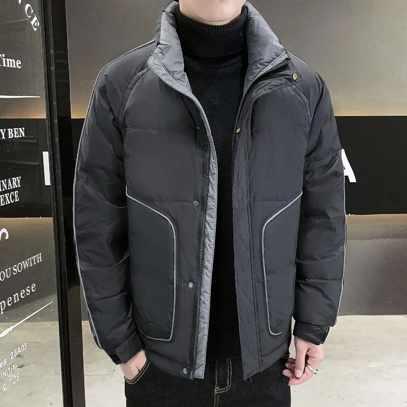 Casual 2024 Autumn Winter Men's Warm Duck Down Jackets Outwear Solid Color Bread Puffer Coats Sport Windproof Down Garment Parka