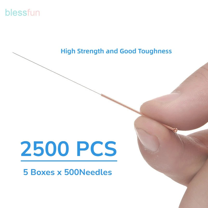 5Boxes Acupuncture Needle Chinese Medicine Acupoint Relax Sterile Non-silver Needle Copper Handle Beauty Filiform Needle