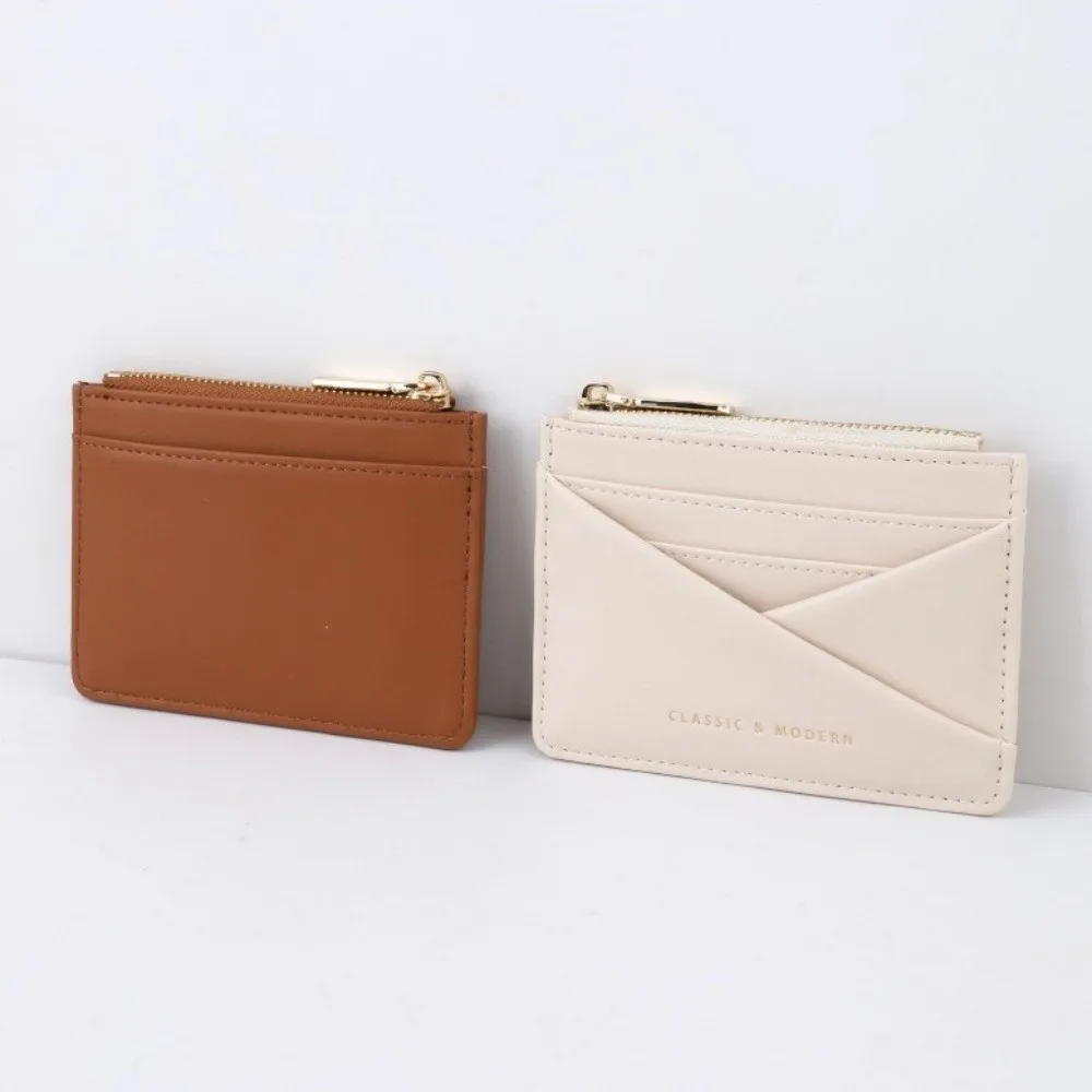 Retro Solid Color Short Wallet Korean Style Clutch Card Bag Ultra Thin Multi-function PU Leather Card Holder Travel