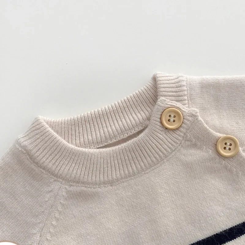 Baby Casual Sweater for Girls Boys Clothes 2023 Autumn Winter New Infant Fashion Knitted Striped Long Sleeve Pullover Tops