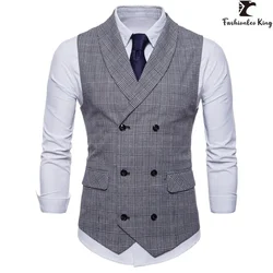 Business Suit Vest para Homens Primavera/Outono Jaqueta Sem Mangas Casual Inglaterra Estilo Colete