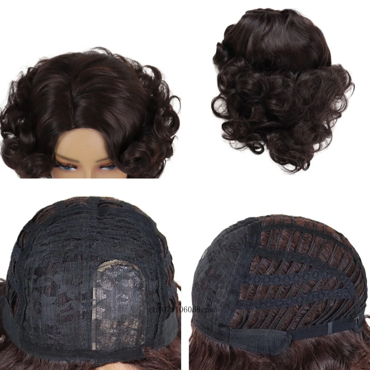 شعر مستعار صناعي بني داكن قصير كبير مجعد للنساء والفتيات، شعر مستعار منفوش للأم، زي الحفلات اليومية، شعر مستعار بديل للشعر