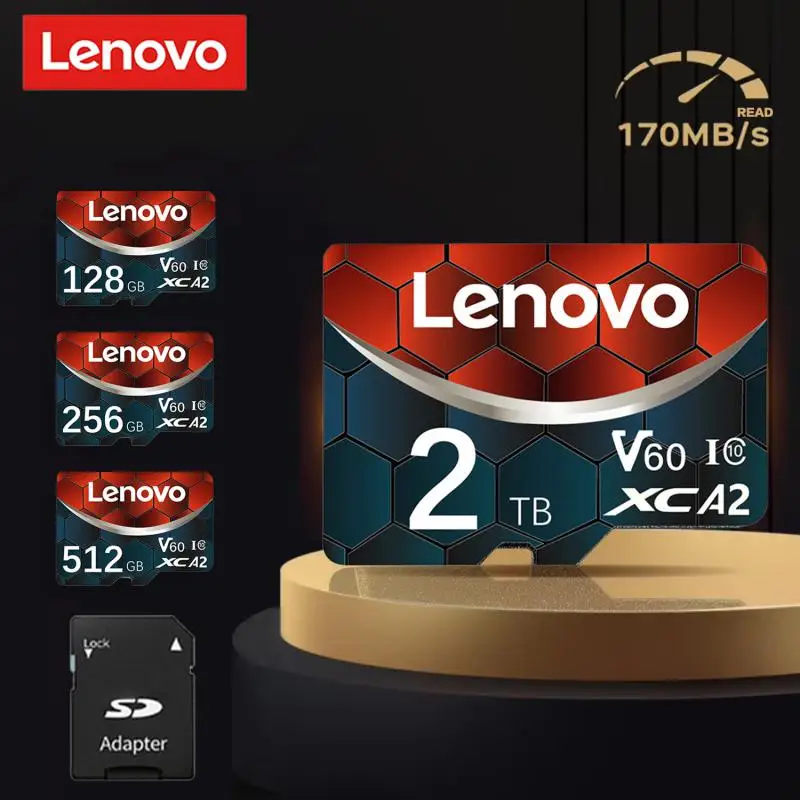 Lenovo Micro TF SD Card 1TB High Endurance 170MB/s Memory Card 128GB V60 Class 10 TF Card 4K Video Card For Drone Camera Monitor