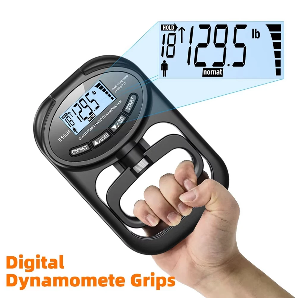 A71Z Digital Hand Dynamometer Grips Strength Trainer 265 Lbs Rechargeable Electronic Grip Strengthener Tester with LCD Screen