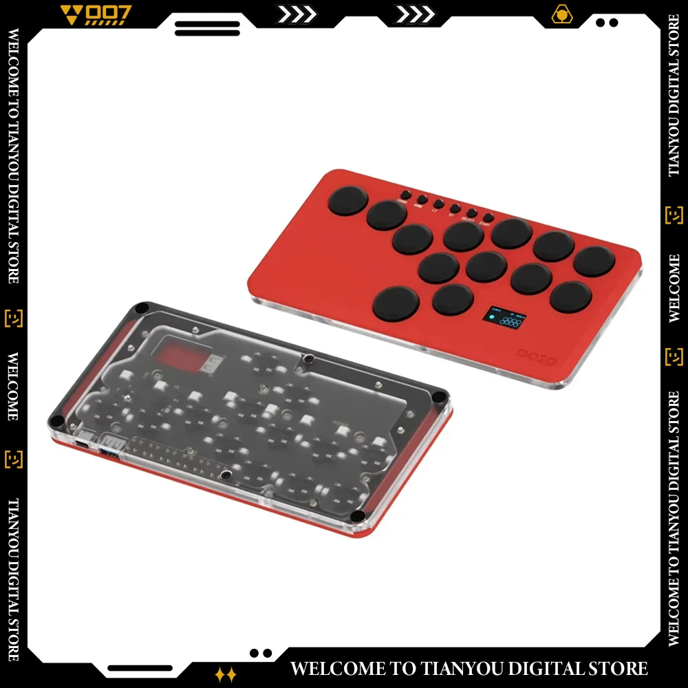 DOIO KBGM-H06 PRO Gaming Keypads HITBOX  A4 Arcade Aluminum Alloy PortableJoystick PS5 PS4 Switch Steam SF KOF Tekken PC Gifts