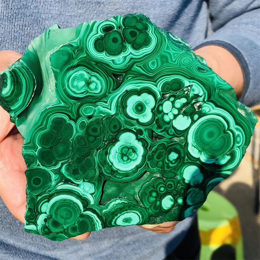 Natural Polished Malachite Gemstone, Quartz Crystal Sheet, Mineral Sample