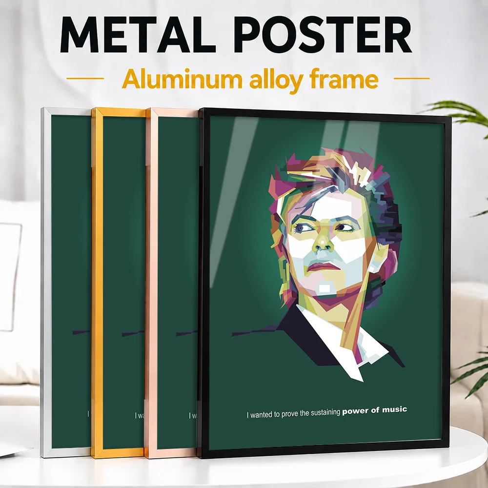 David Bowie Music Quote Portrait Framed Metal Print Customized Rock Tribute Wall Art For Singer Fans Decorating Recording Studio