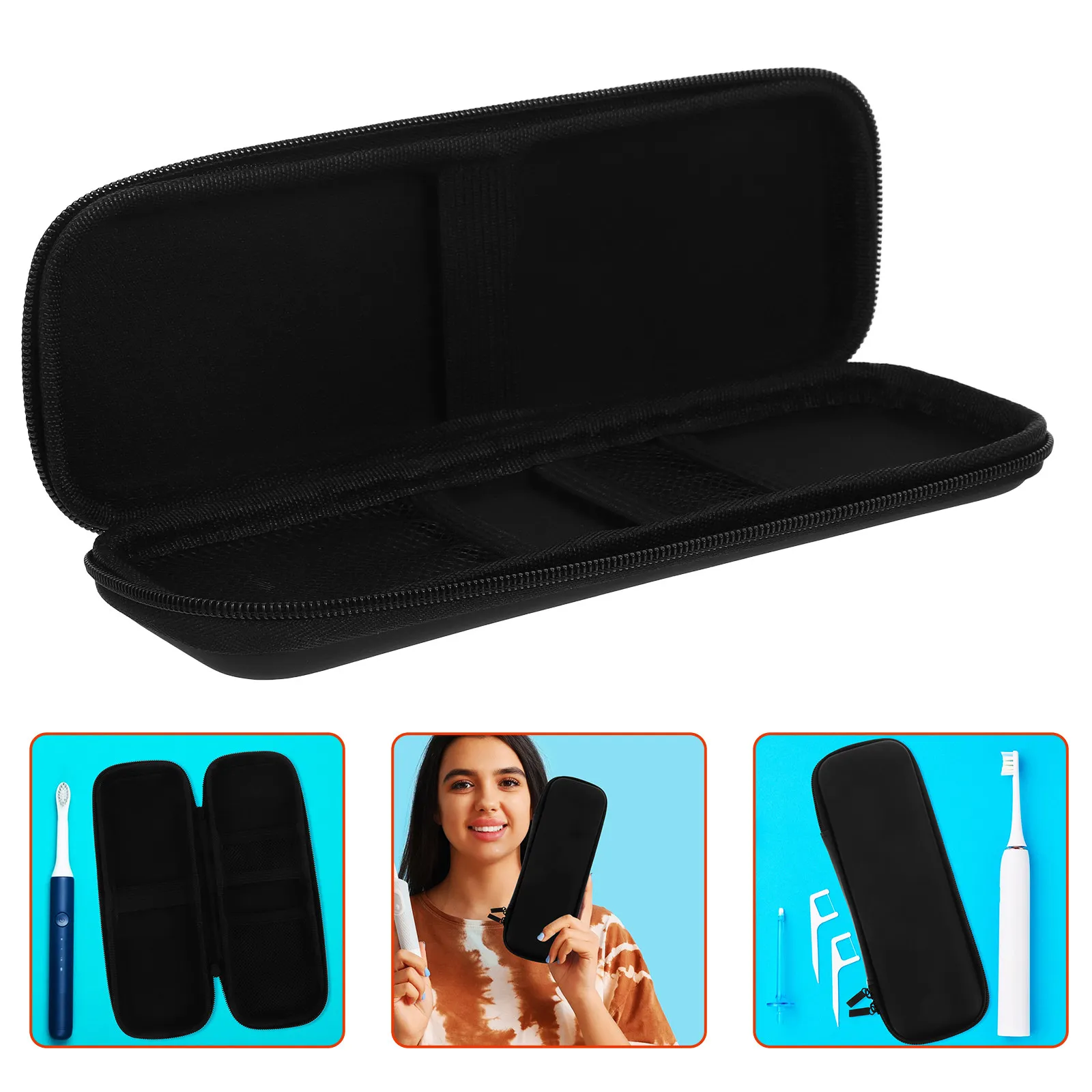 Eva Electric Toothbrush Case Travel Toothbrush Container Hard Shell Design Mesh Pocket for Toothpaste Floss