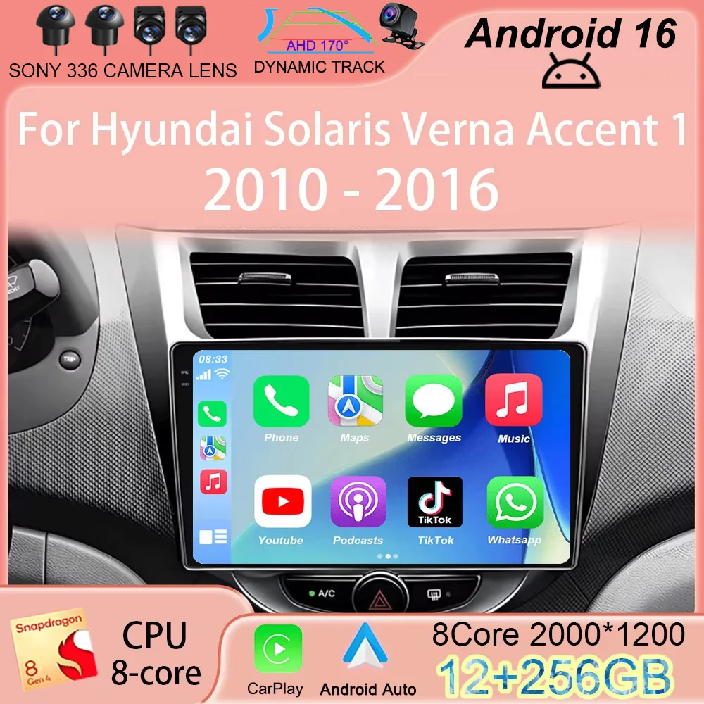 

Автомагнитола Android 16 для Hyundai Solaris Verna Accent 1 2010-2016, мультимедийный видеоплеер 2 DIN, DVD-проигрыватель, Carplay, GPS, FM
