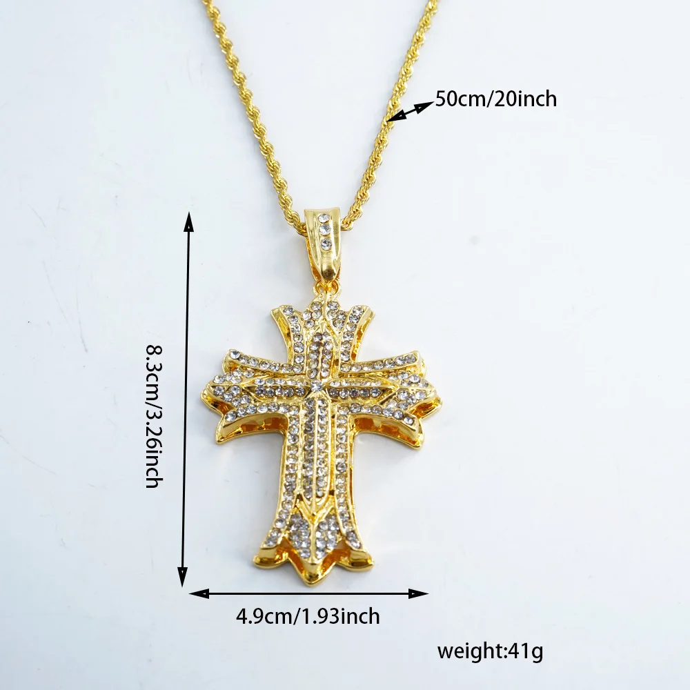 DIY accessories Cross-border wholesale cross gemstone heavy necklace women's light luxury high-end accessories Cuban necklace Eu