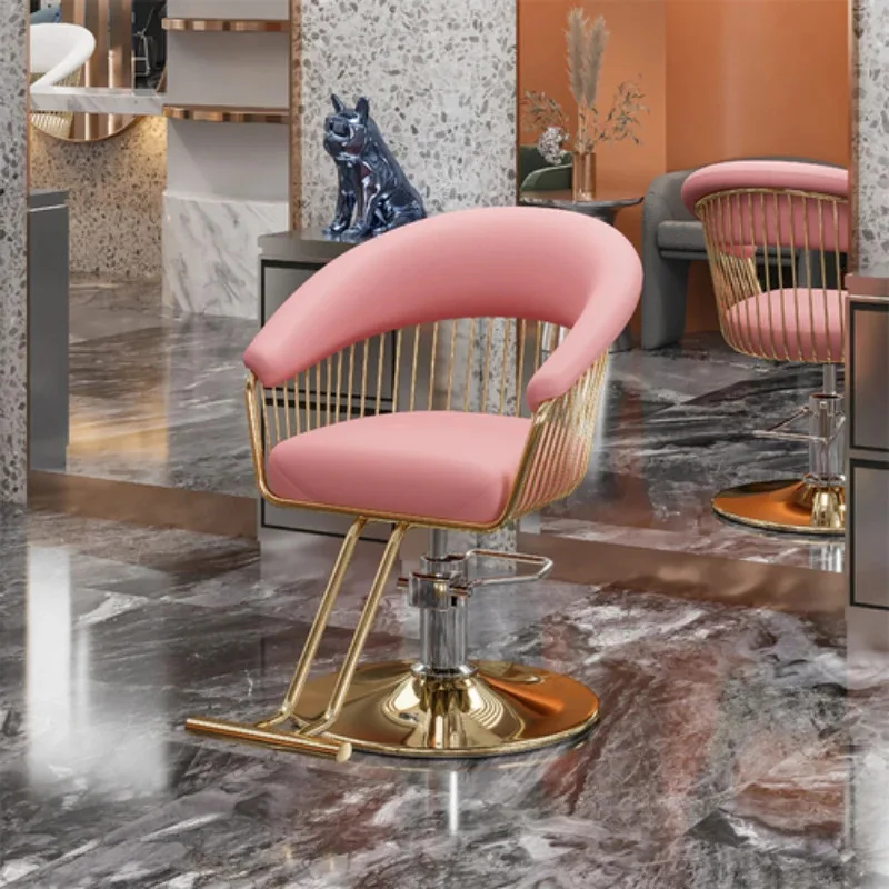 Gepersonaliseerde Kappersstoel Luxe Retro Roze Klassieke Professionele Stoel Lifter Kussen Chaise Rose Metal Salonmeubilair