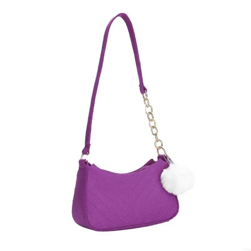 

Women Felt Underarm Bag Vintage Solid Color Ladies Handbags Fashion Girls Small Shoulder Bags with 547A