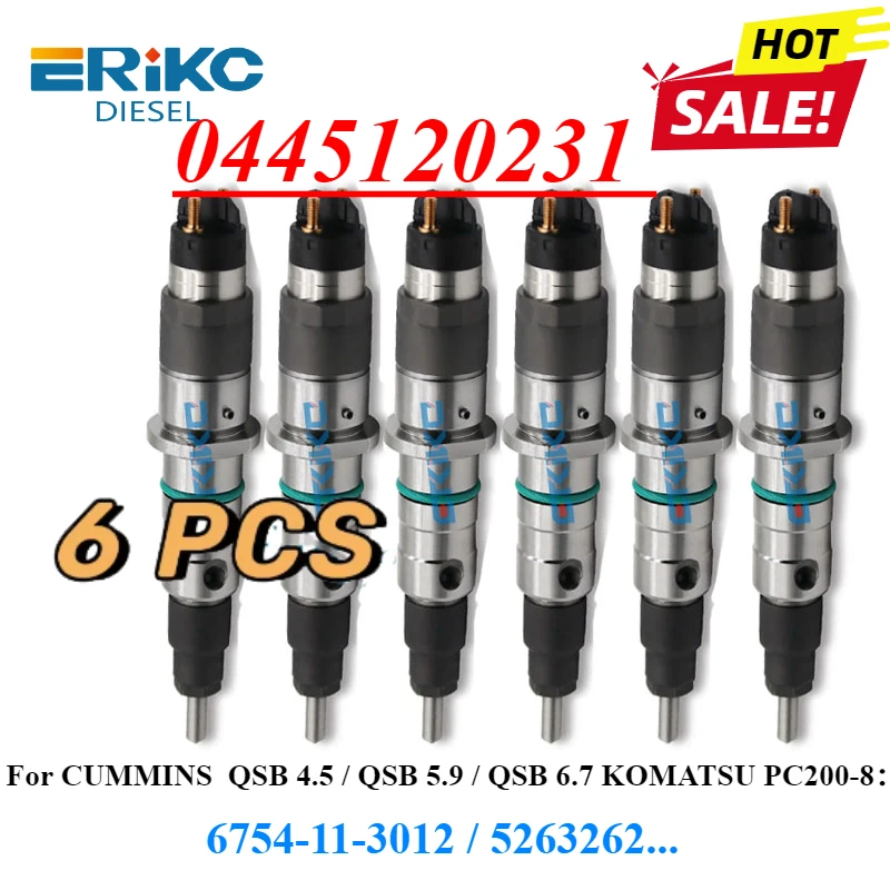 6 шт. 0445120231 Форсунка Common Rail 0 445 120 231 для CUMMINS 5263262 KOMATSU PC200-8 S6D107 6754-11-3011