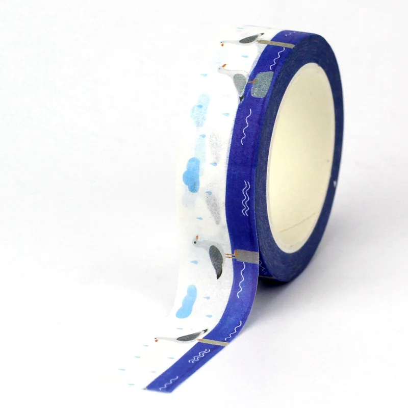 

NEW 1PC. 10M Decorative Cute Seagull in the Sea Japanese Paper Washi Tape Journaling Adhesive Masking Tape Papeleria