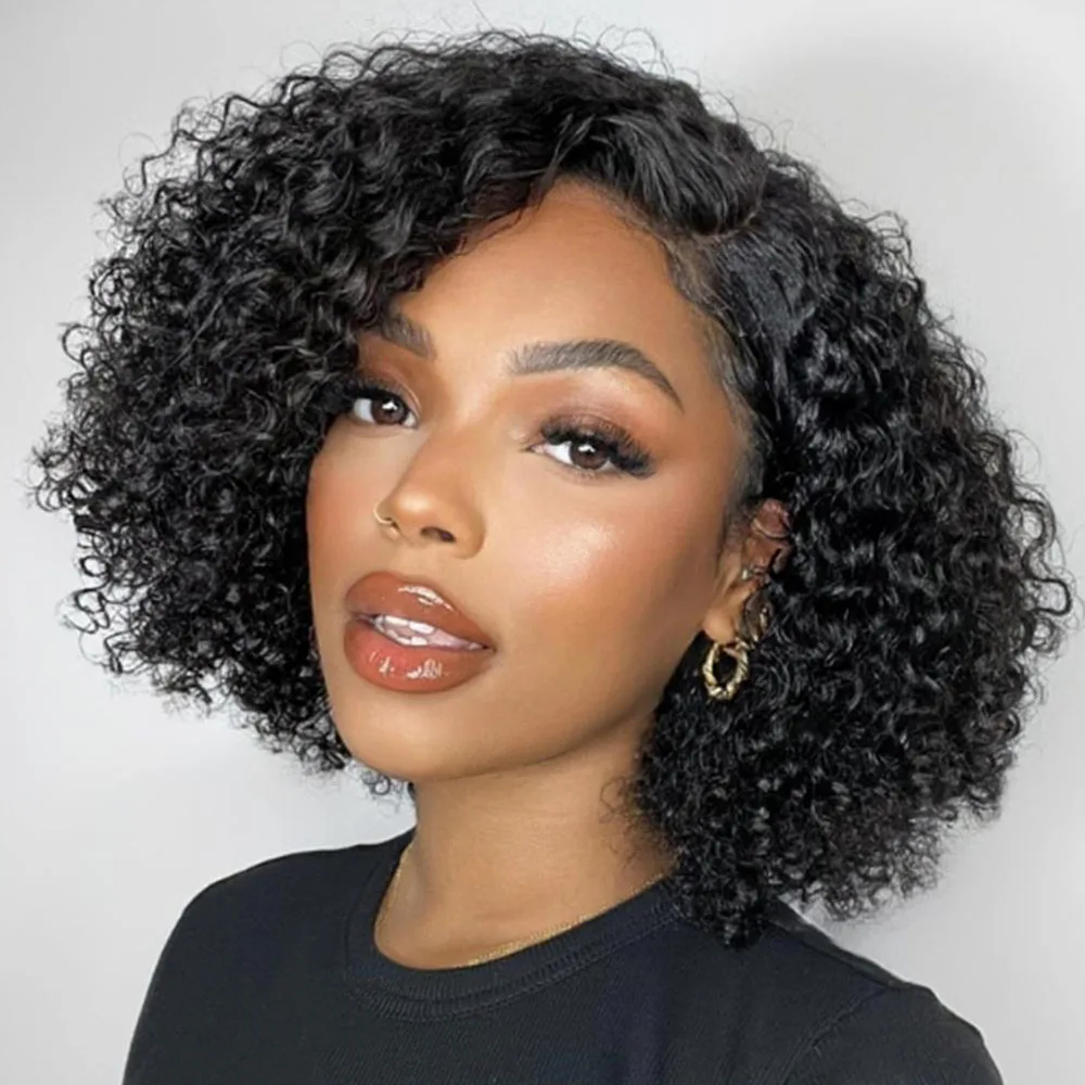 Brazilian Deep Curly Human Hair Bundles Bouncy Extensions for Women Short Kinky Curly Human Hair Bundles Hair Weaves 6inch Cheap