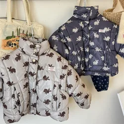 2025 Winter New Children Plus Velvet Thick Warm Coat Cartoon Print Boys Down Jackets Baby Girls Padded Jacket Kids Clothes