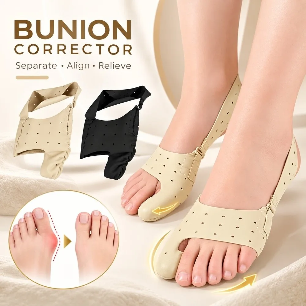 Leather Material Hallux Valgus Corrector Thin Lightweight Breathable Design Toe Sleeves Corrector Day Night Wear