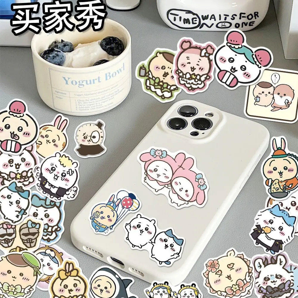100 pezzi di adesivi Chiikawa Cartoon Hachiware carino decorazione della stanza custodia per cellulare fai da te conto a mano senza colla impermeabile