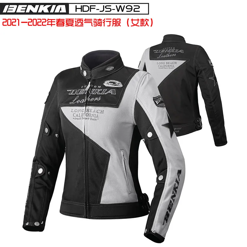 BENKIA HDF-JS92 Men's Summer Motorcycle Jacket Mesh Breathable Racing Protective Gear Armor Motorbike Riding Suit