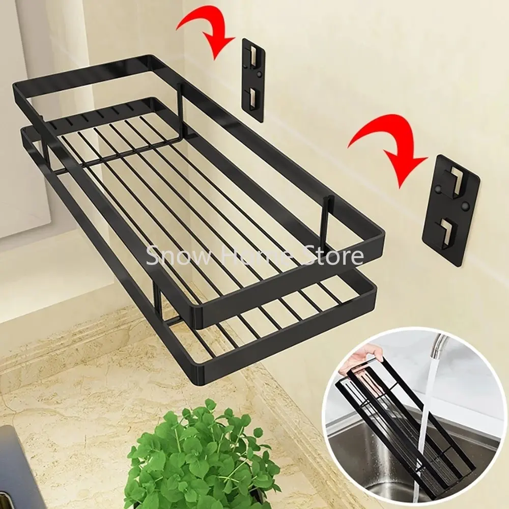 Bathroom Kitchen Organizer Wall Mount Bracket Holder Wall Storage Shelf for Spice Jar Rack Cabinet Shelves Kitchen Gadgets Suppl