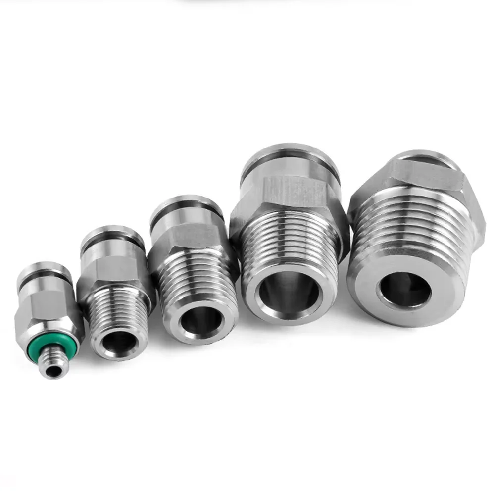 PC 304 Stainless Steel Compressor Pneumatic Quick Coupling for 1/4 5/16 3/8 1/2 Inch Tube Hose 6.35 9.53 12.7mm NPT1/8 Thread