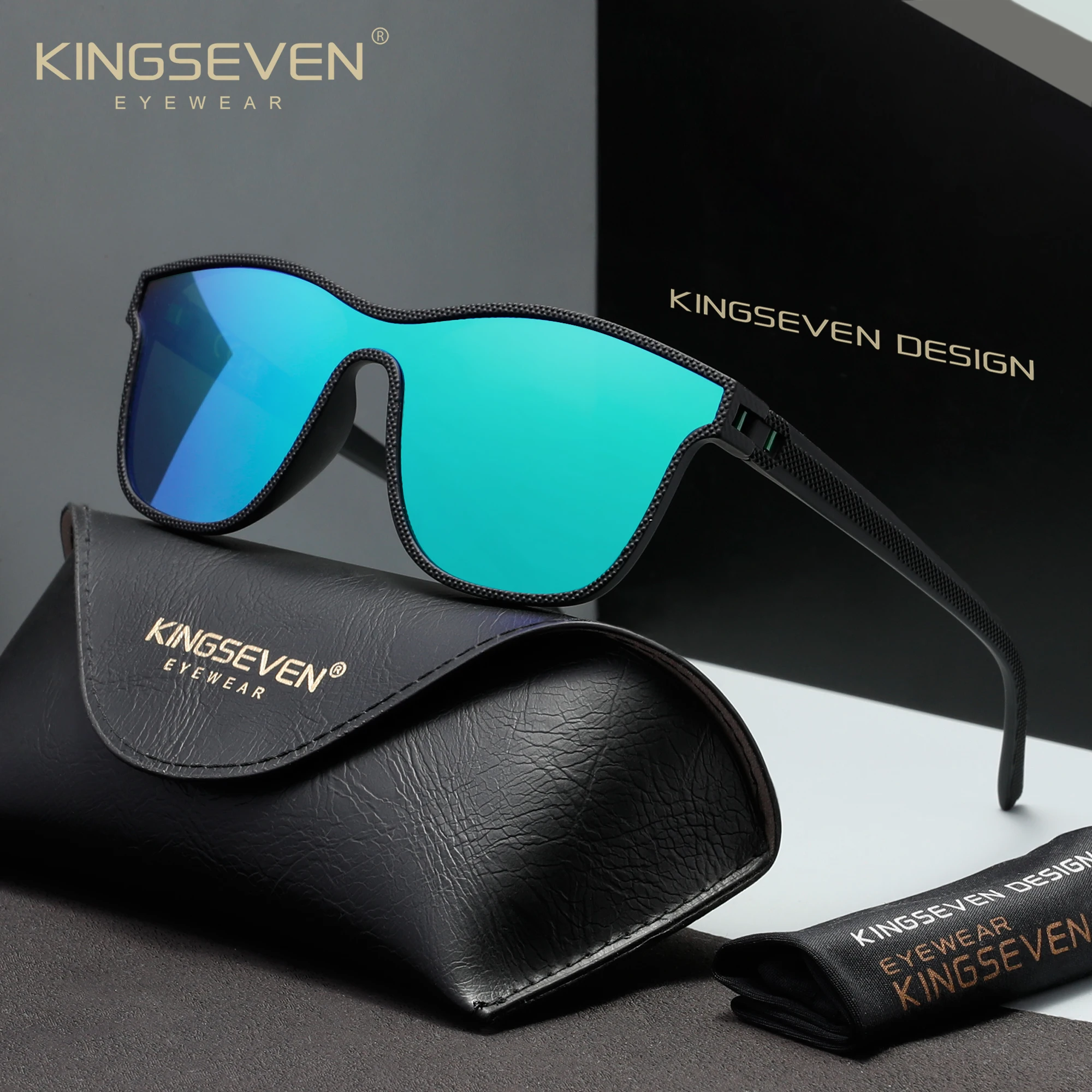 KINGSEVEN One-piece Sunglasses Polarized UV400 Men Women Luxury Fashion Glasses Driving Oudoor Cat Eye Large Eyewear Frames