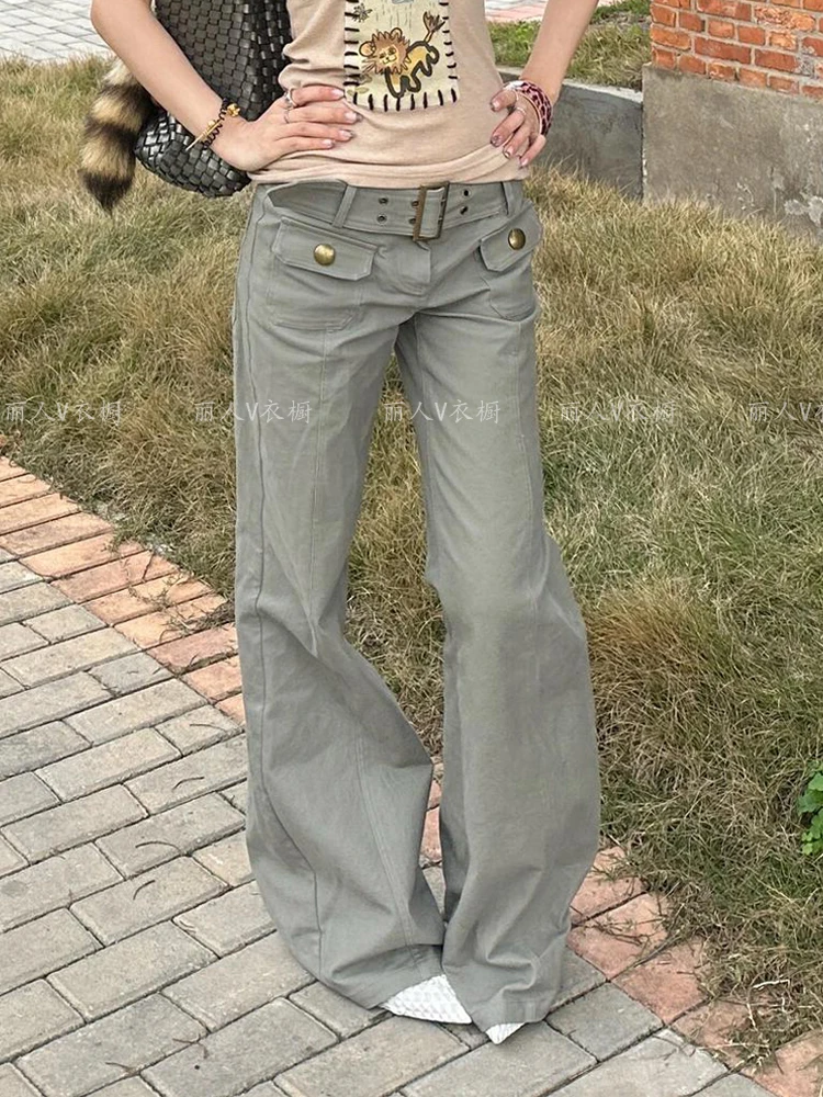

High Waist Women Grey Jeans Hip-hop Style Fashion Vintage Streetwear Y2K Wide Leg Jean Female Trouser Baggy Denim Pants