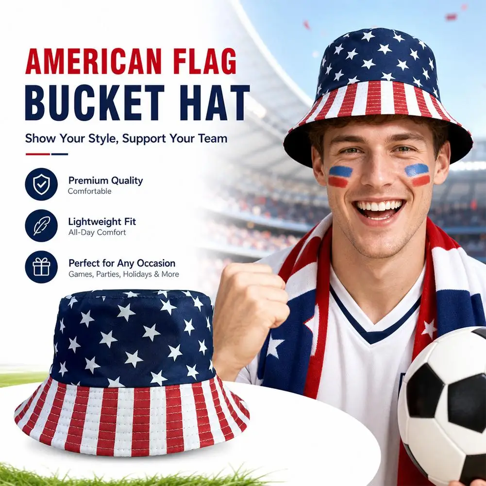 National Flag Bucket Hat Patriotic Sun Cap For Sports Events Football Fan Party Breathable Lightweight Summer Fisherman Hat