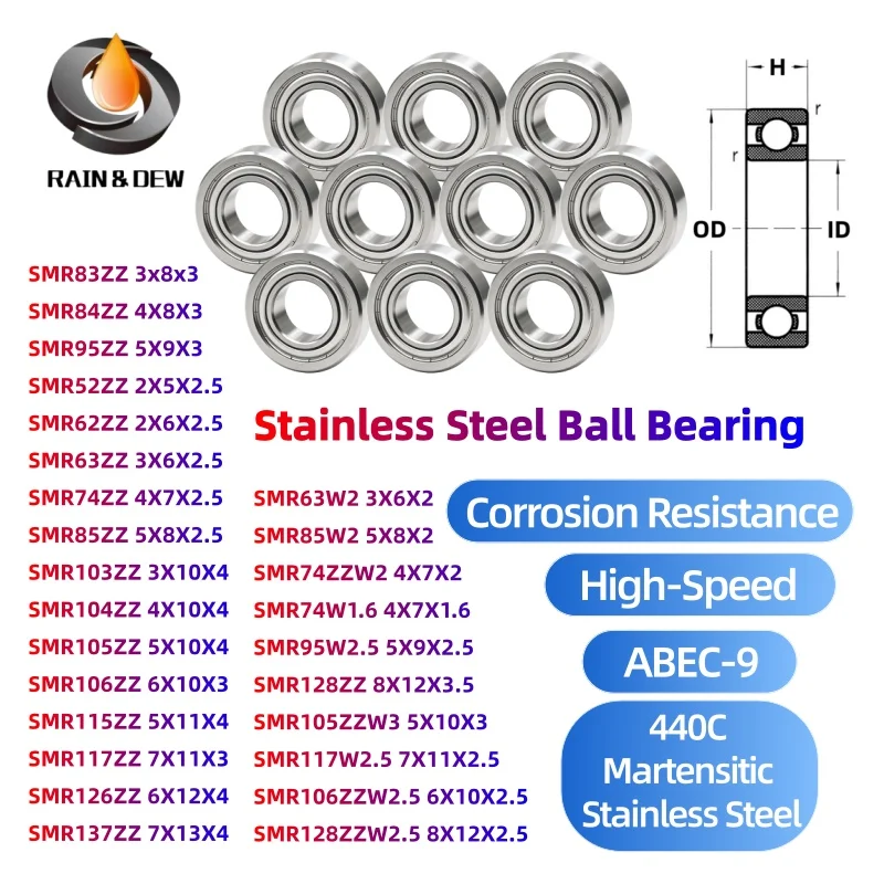 Image of 10 Stück SMR74ZZ ABEC-9 Lager Edelstahl Kugellager 4x7x2,5 3x6x2,5 3x8x4 4x9x4 6x10x3 9x17x5 8x14x4mm Hochgeschwindigkeitslager