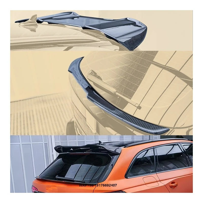 New forAudi RS4 B9 B9.5 Avant Carbon Fiber Rear Wing Middle Wing with Exhaust Bumper Cut-Outs Bolt-On by Yaochi