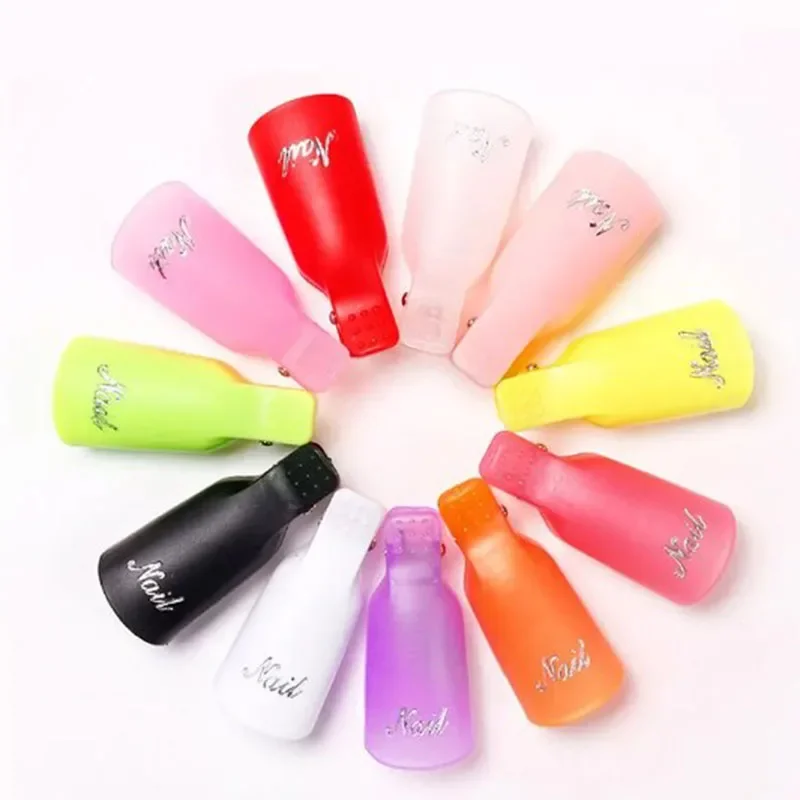 10/20/40Pcs สีสันเล็บอะคริลิค Soak Off หมวกคลิปเล็บทําความสะอาดเล็บ UV GEL Polish Soak off Wrap เครื่องมือสําหรับนิ้วมือ