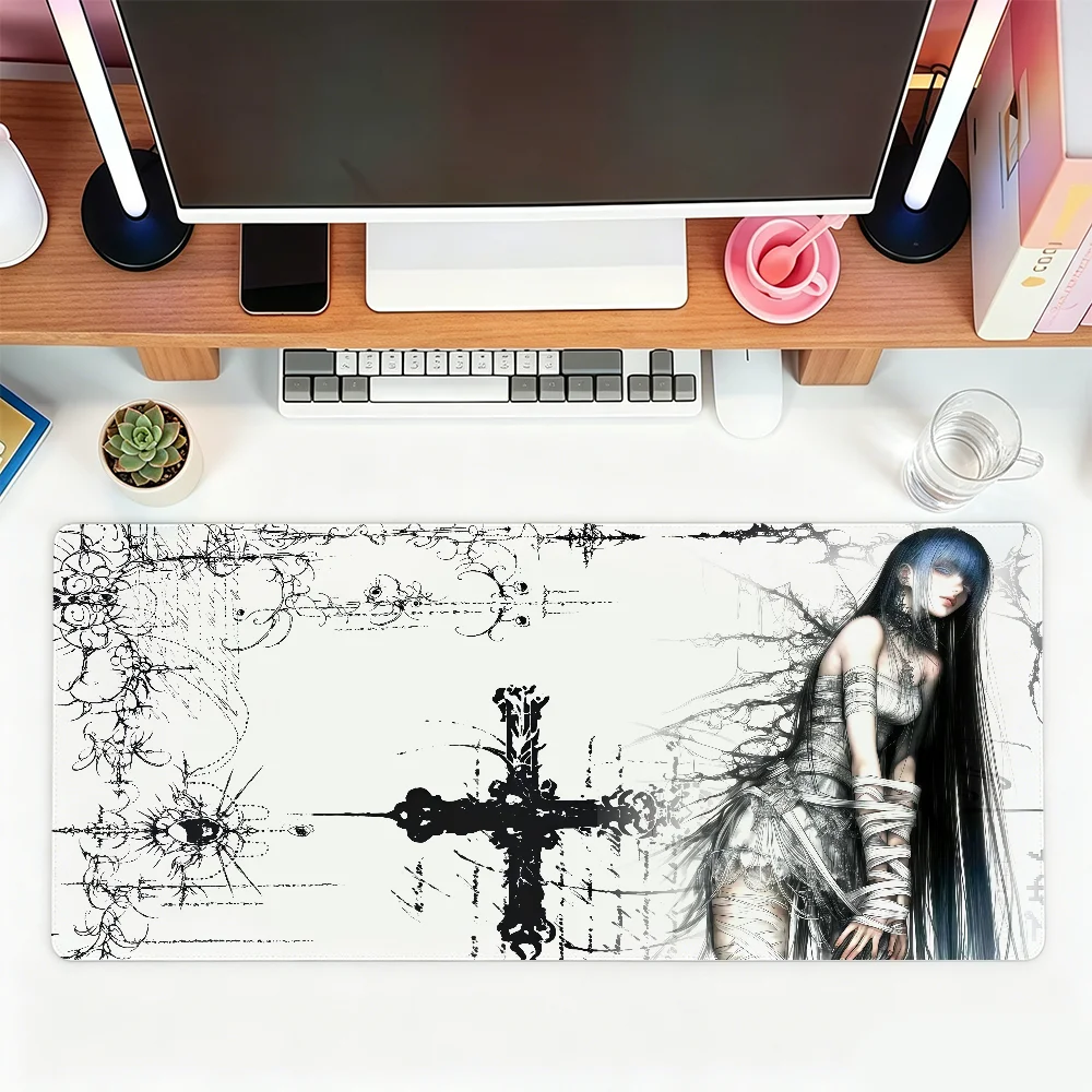 Gothic Dark Style Anime Mouse Pad,Large Size Desktop Desk Mat for Home Office Gamer