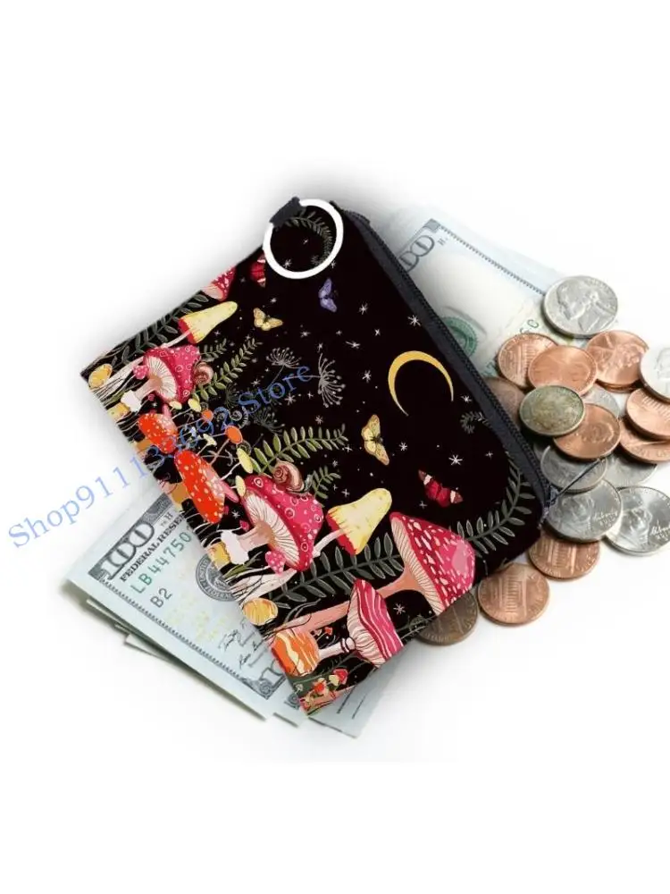 

H9ED Симпатичный мультипликационный принт на молнии на молнии держатель кошелька для монеты подходит для ежедневного