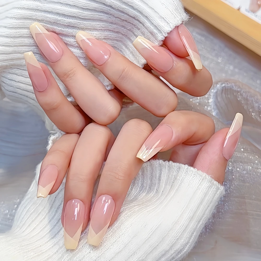 10 Pcs Handmade Press On Nails 2024 New Simple & Elegant French Limited Medium Almond False Nails Design Art DIY Nails with Set