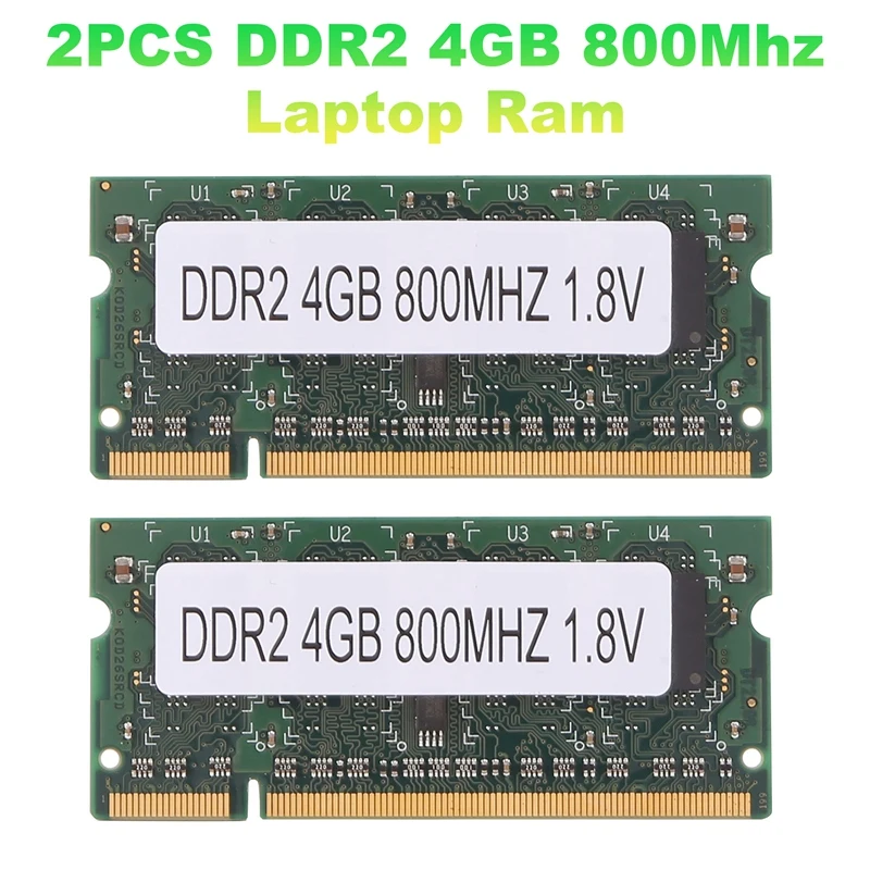 

Новый! 2 шт. DDR2 4 ГБ 800 МГц оперативная память для ноутбука PC2 6400 2RX8 200 контактов SODIMM для памяти ноутбука AMD
