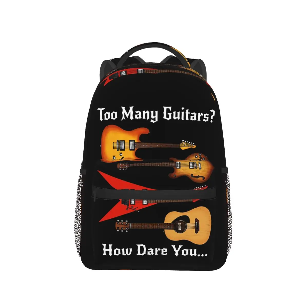 

Too Many Guitars Electric Guitar Guitarist Musician Backpack Hot Sale Daypack BookBag School Bag Shoulder Bags for Men Women