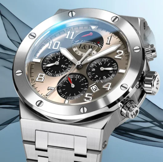 Мужские автоматические часы I&W, 41 мм, механические наручные часы, водонепроницаемые, с сапфиром, с несколькими циферблатами, в неделю, индикатор запаса хода, месяц, неделя