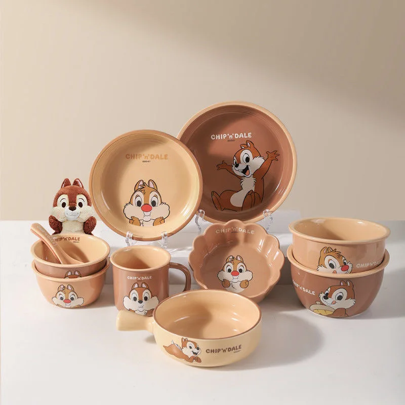 New Disney Chichiti Ceramic Lace Bowl Cute Beauty Home Supplies Breakfast Salad Bowl Ceramic Chopstick Noodle Bowl Holiday Gift