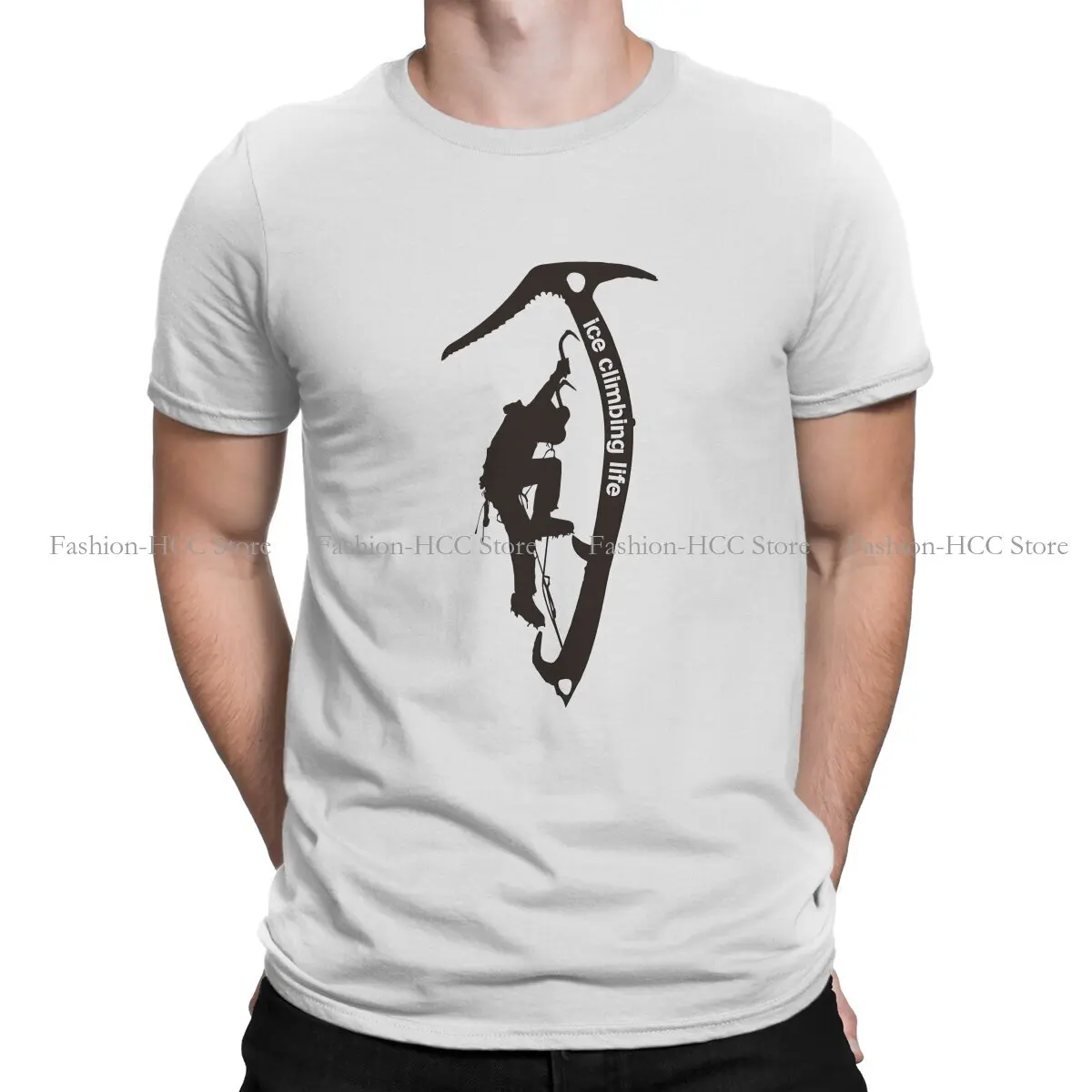 Ice Climbing Life Fashion Polyester TShirts Climbing Outdoor Sports Men Style Streetwear T Shirt Round Neck