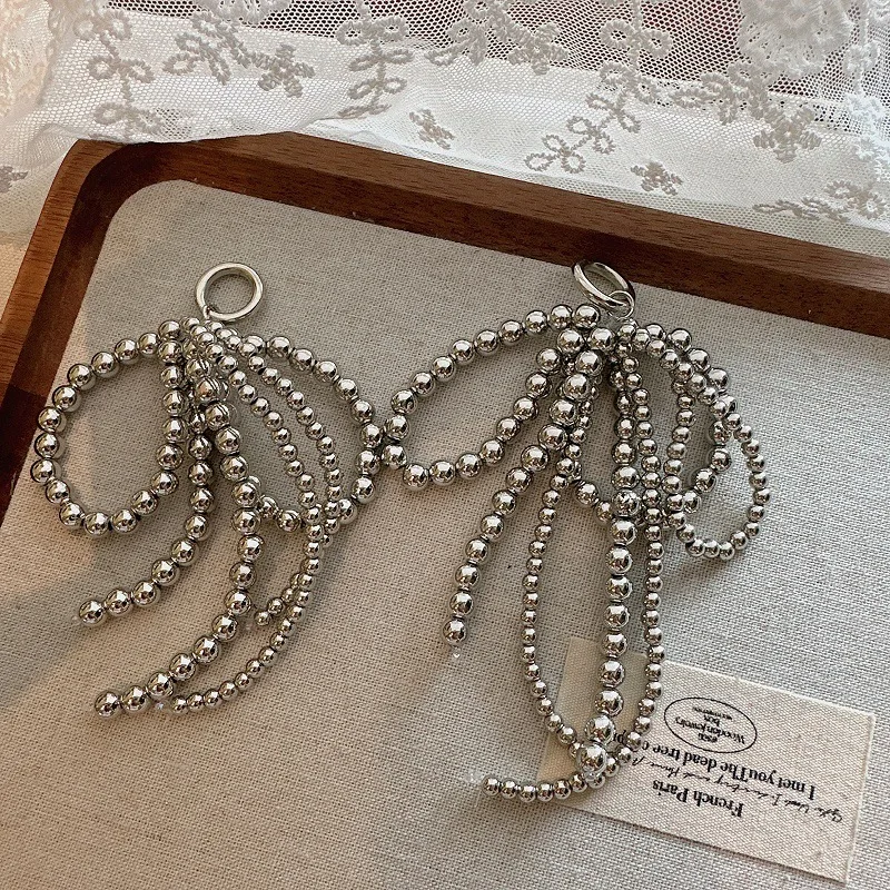 Handmade Shoes Clip Double Layered Pearl Bead Bowknot Charm Shoe Buckle Decoration Bag Pendant Bow Key Chain Accessories