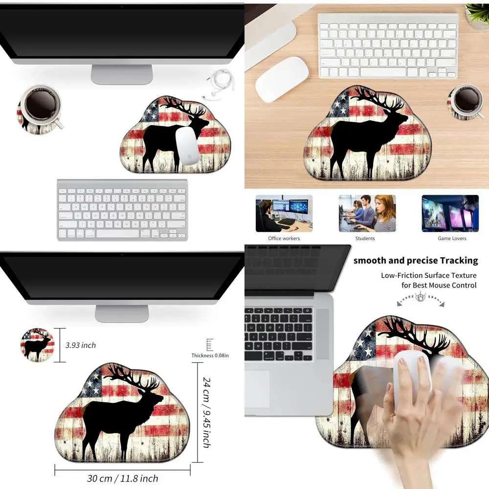 

Ergonomic Desk Mat with Mouse Pad and Coasters, 11.8x9.4 Inches, Black Rubber Base, Ideal for Mice and Laptops