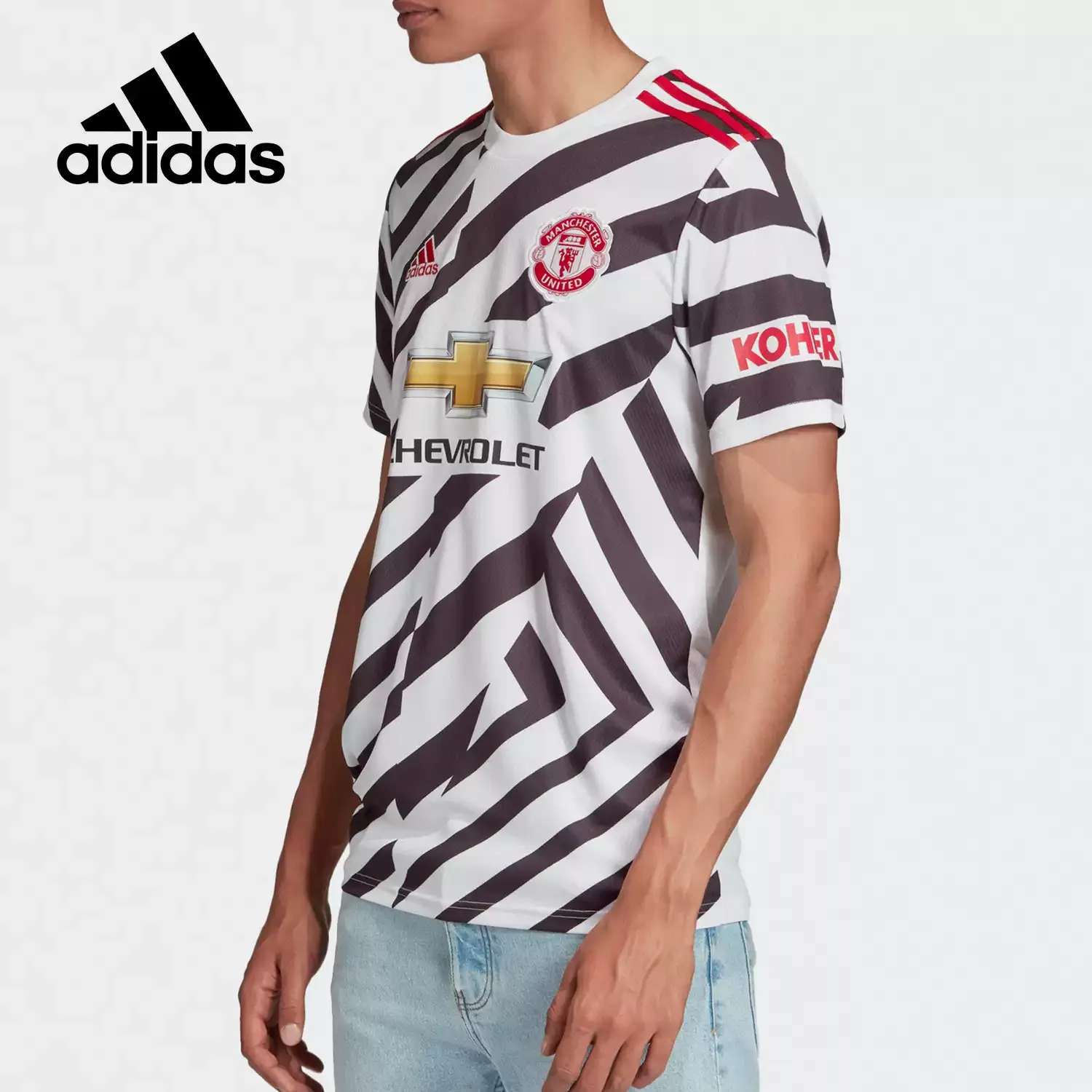 Camisa de futebol masculina Adidas autêntica do Manchester United, versão torcedor, FM4263