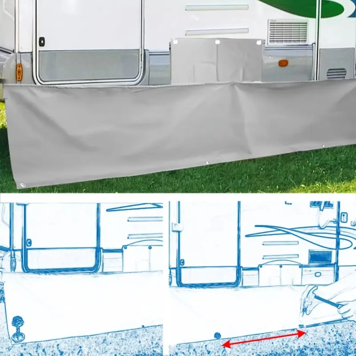 Caravan Awning Draught Skirt 7m Length X 50cm Deep With Wheel Arch Covers & Suckers  Draft Campervan Dust Wind Rain Protection