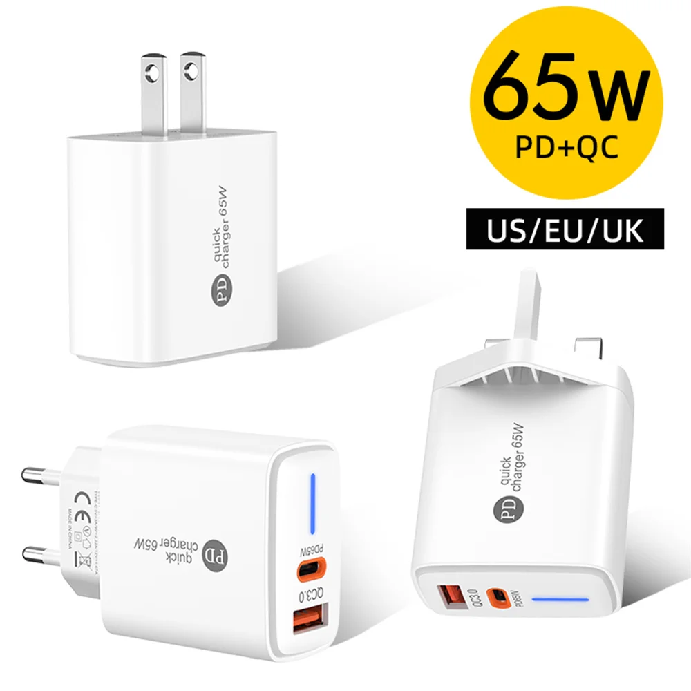 65W 3 in 1 Fast Charging PD Charger USB Type C Phone Power Adapter For Samsung Huawei iPhone 17 Xiaomi High Speed Charge Charger