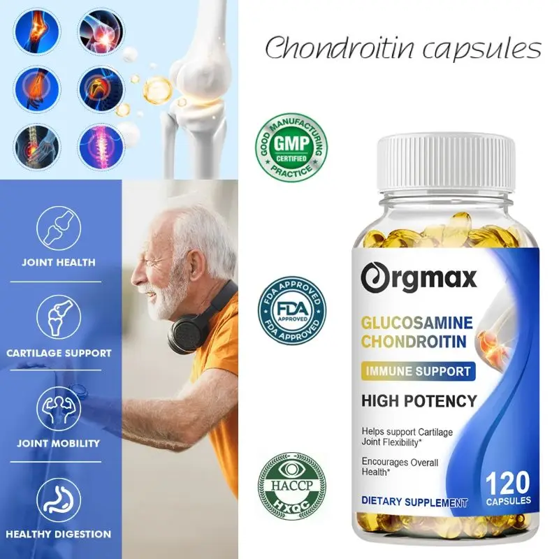 Glucosamine Chondroitin Capsules for Joint Support&Health Complex with Additional OptiMSM&Collagen Peptides for Hair Skin Nails