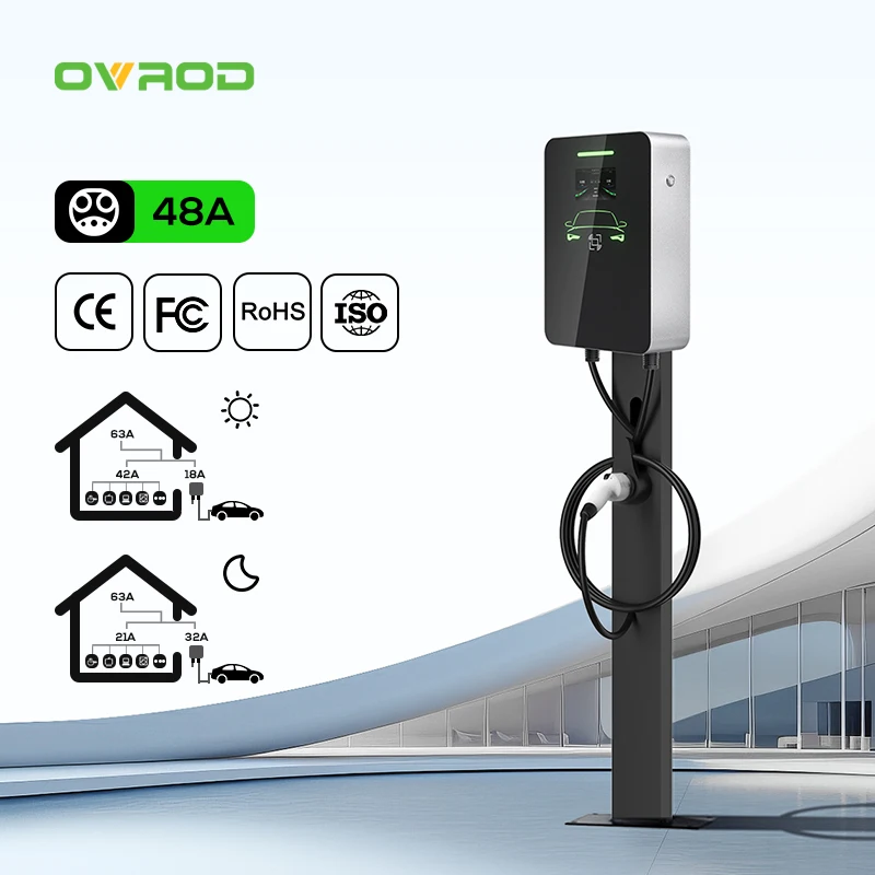 Ovrod Dlb Ev Charger Tesla 48a Dynamic Load Balancing Evse Wallbox App Function Charging Station For Electric Car