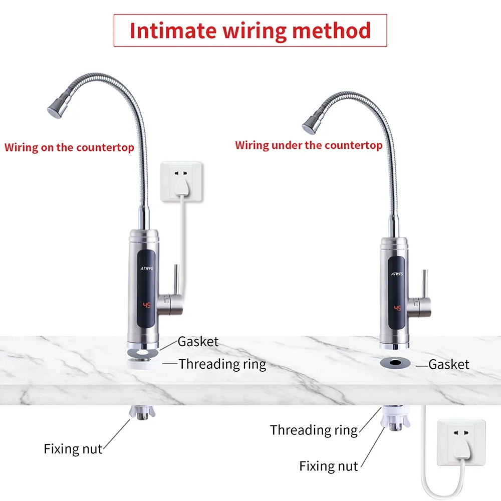 ATWFS 3000W natychmiastowy podgrzewacz wody grzejniki bezzbiornikowe kuchnia elektryczny kran ciepłej wody ogrzewanie łazienki kran ze stali